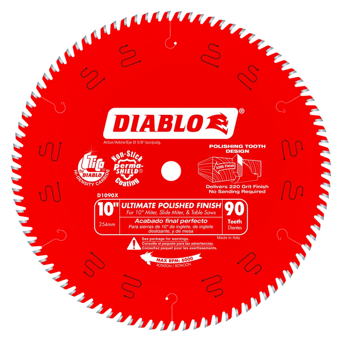 Diablo Tools D1090X 10 in. x 90 Tooth Ultimate Polished Finish Saw Blade
