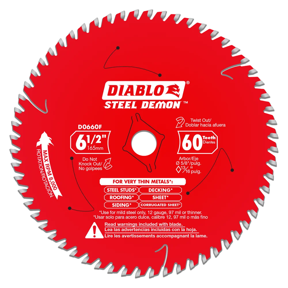 Diablo Tools D0660F 6-1/2 in. x 60-Tooth Saw Blade for Very Thin Mild Steels - Edmondson Supply