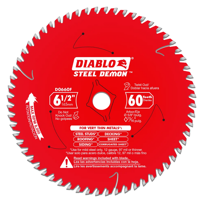 Diablo Tools D0660F 6-1/2 in. x 60-Tooth Saw Blade for Very Thin Mild Steels