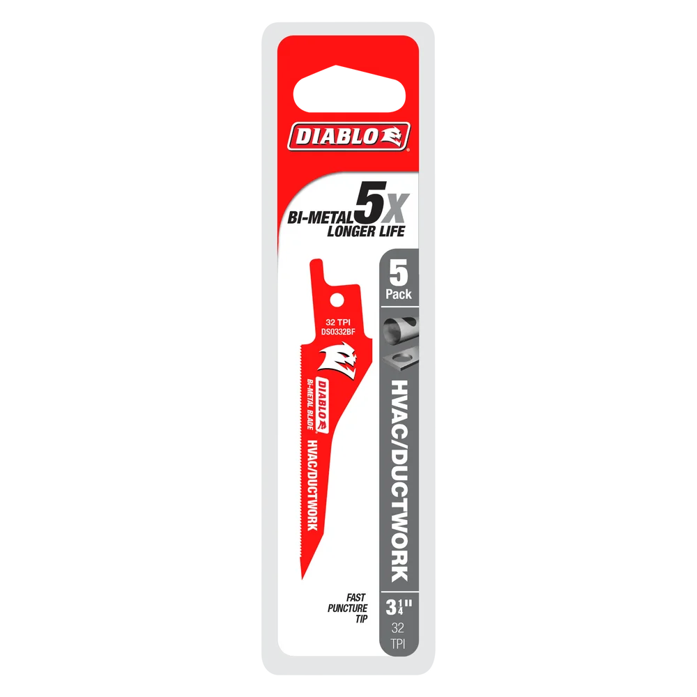 Diablo Tools DS0332BF5 3-1/4 in. HVAC/Ductwork Bi-Metal Reciprocating Blade (5-Pack_ - Edmondson Supply