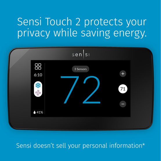 Emerson 1F96U-42WFB Sensi™ Touch 2 Wi-Fi Smart Thermostat, Programmable,  4 Heat - 2 Cool, Black