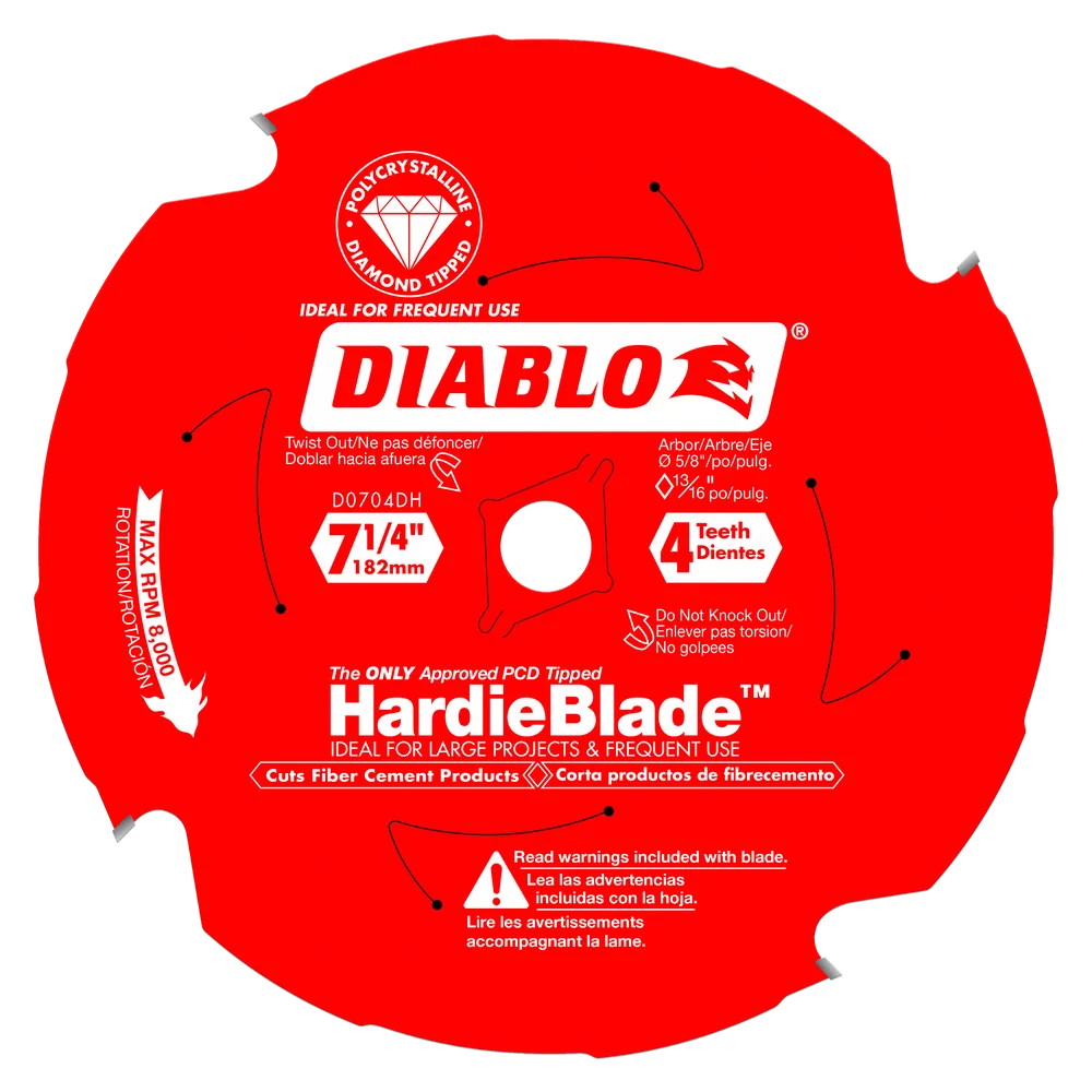 Diablo Tools D0704DH 7-1/4" x 4-Teeth HardieBlade™ Saw Blade for Fiber Cement - Edmondson Supply