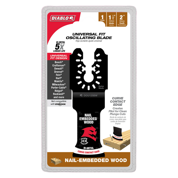 Diablo Tools DOU125BW 1-1/4 in. Universal Fit Bi-Metal Oscillating Blade for Nail-Embedded Wood - Edmondson Supply