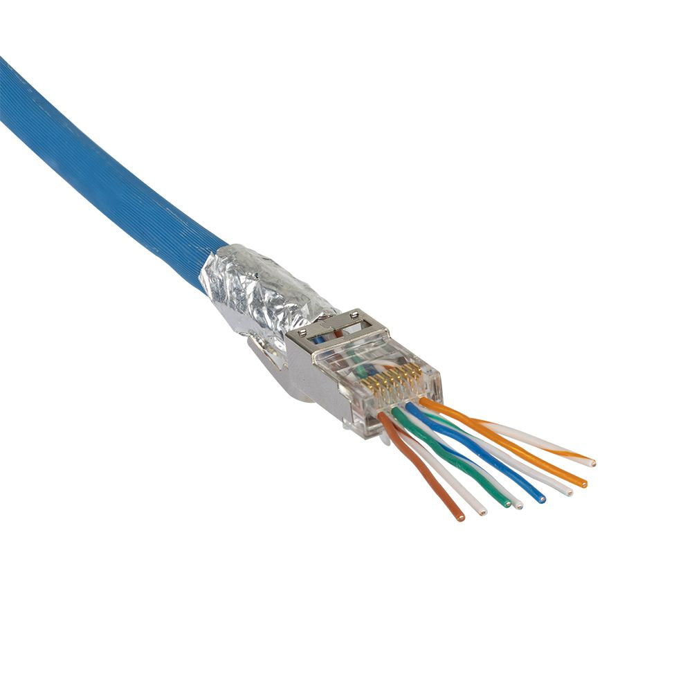 Klein Tools VDV826-754 Pass-Thru™ Modular Data Plug, RJ45-CAT6A, Shielded (STP), 100-Pack - Edmondson Supply
