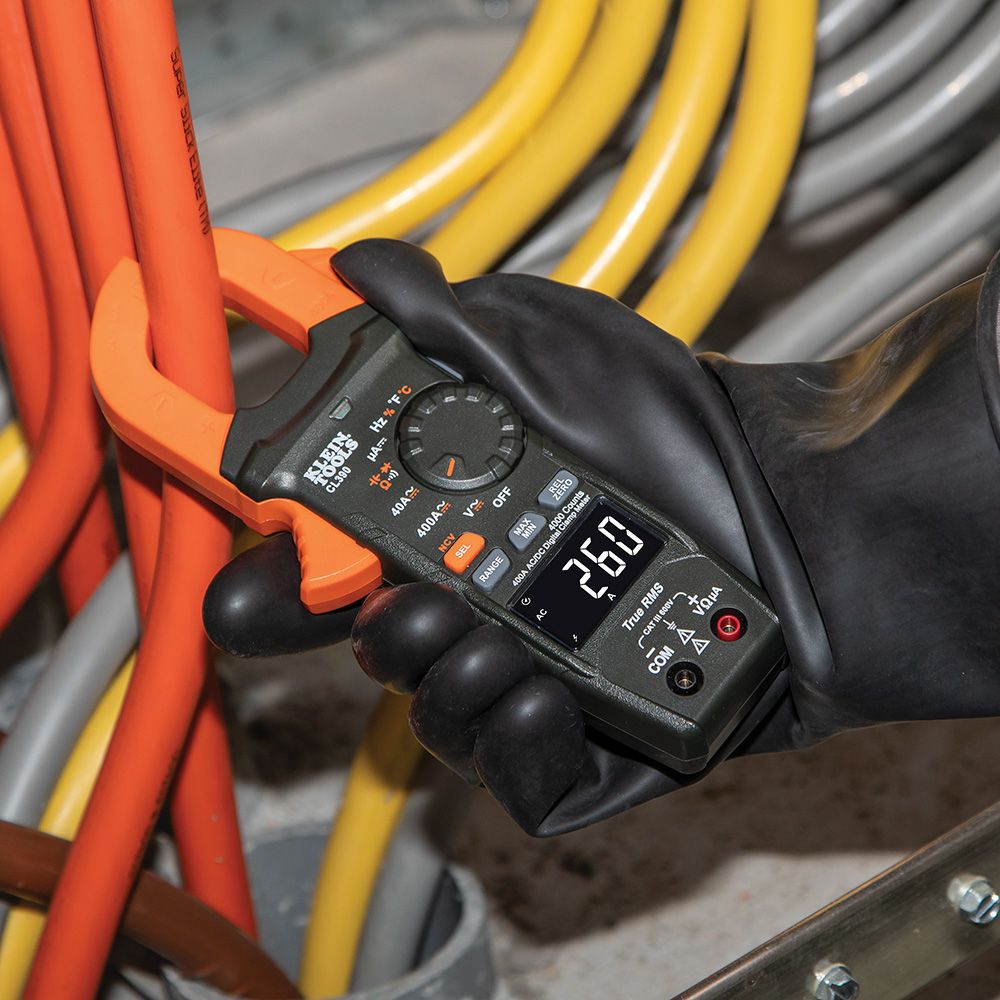 Klein Tools CL390 AC/DC Digital Clamp Meter, Auto-Ranging 400 Amp - Edmondson Supply