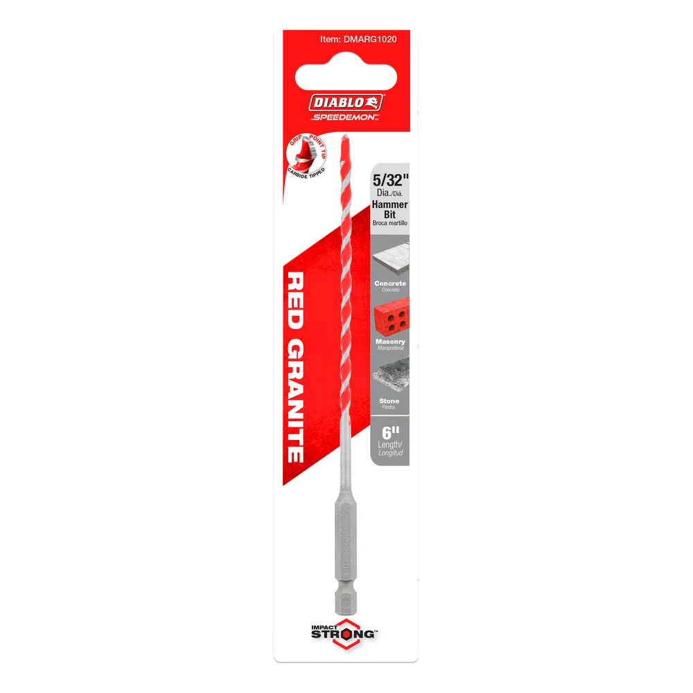 Diablo Tools DMARG1020 5/32 in. x 3 in. x 6 in. SPEEDemon™ Red Granite Carbide Tipped Hammer Drill Bit - Edmondson Supply