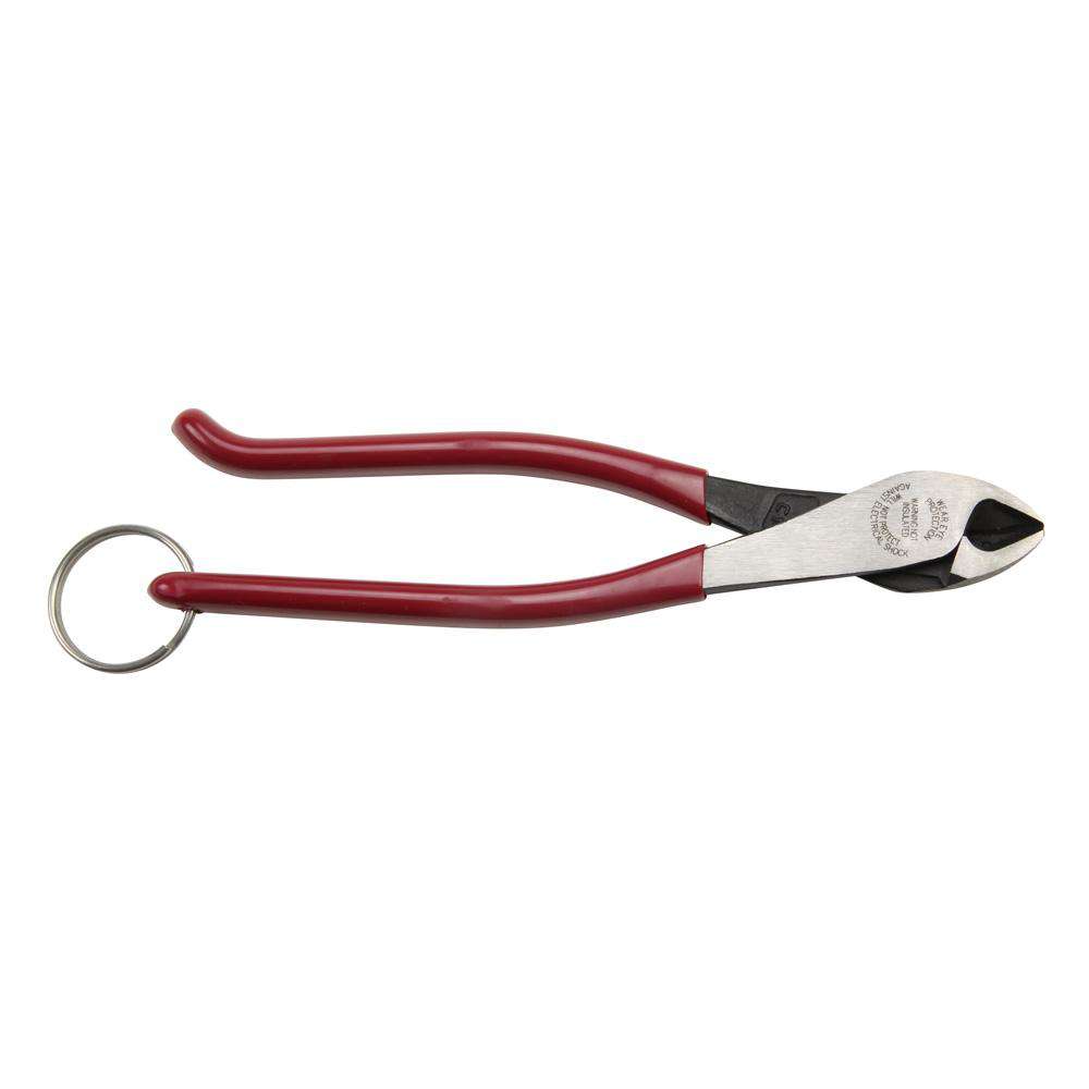 Klein Tools D248-9STT Ironworker's Diagonal-Cutting Pliers, Tether Ring, 8-Inch - Edmondson Supply