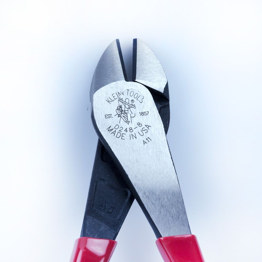 Klein Tools D248-8 Diagonal Cutting Pliers, Angled Head, Short Jaw, 8-Inch - Edmondson Supply