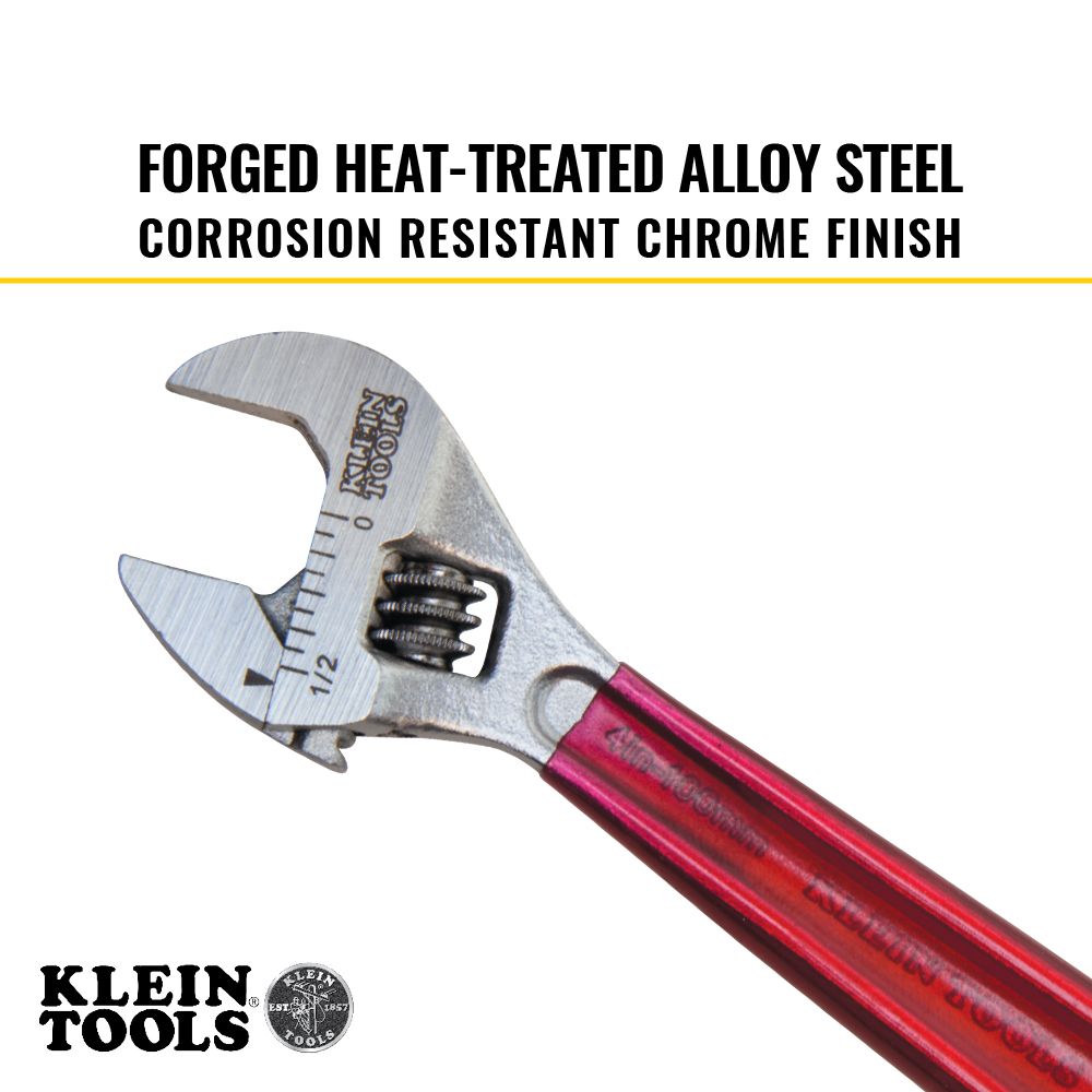 Klein Tools D506-4 Adjustable Wrench, Plastic Dipped, 4-Inch - Edmondson Supply