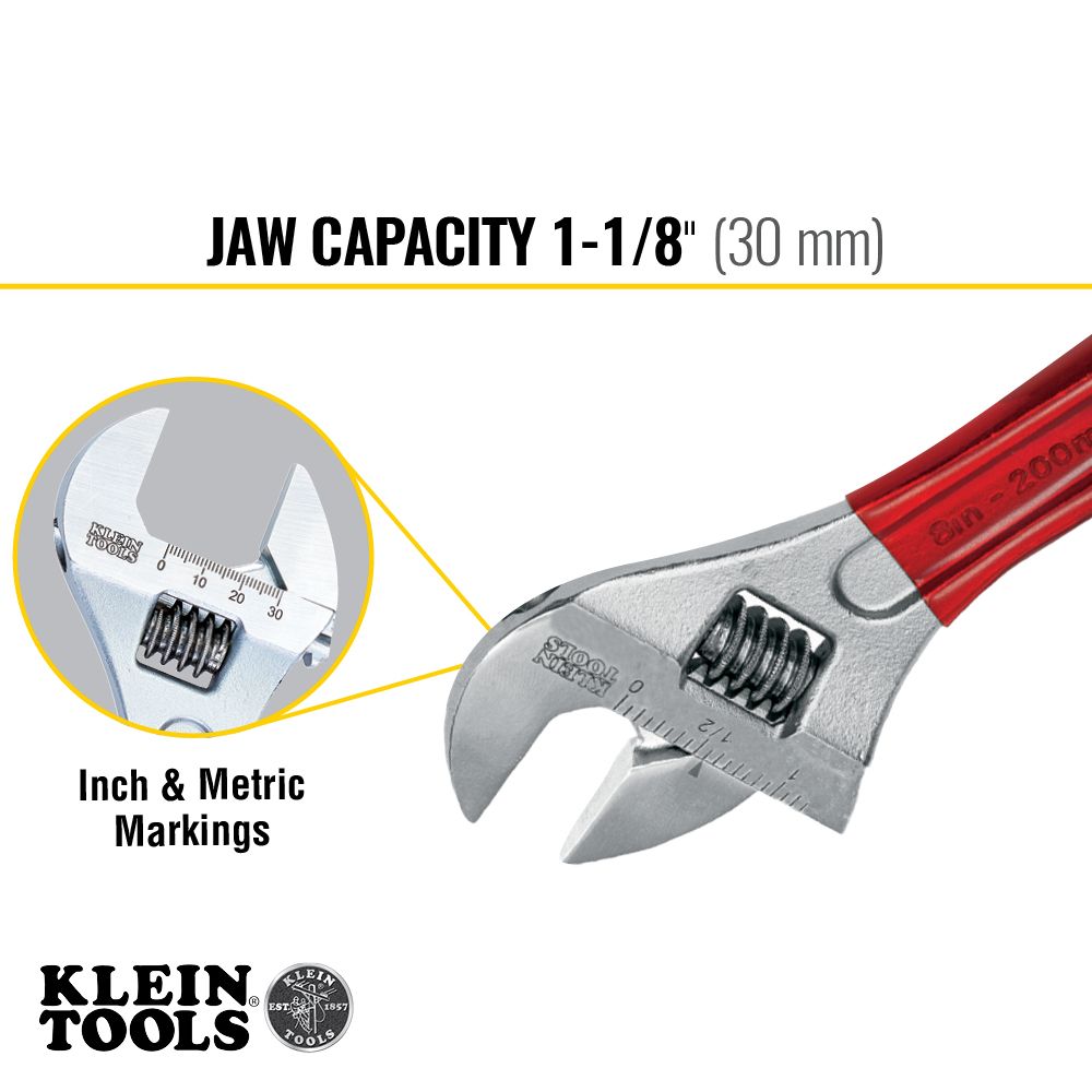 Klein Tools D507-8 Adjustable Wrench, Extra Capacity 8-Inch - Edmondson Supply