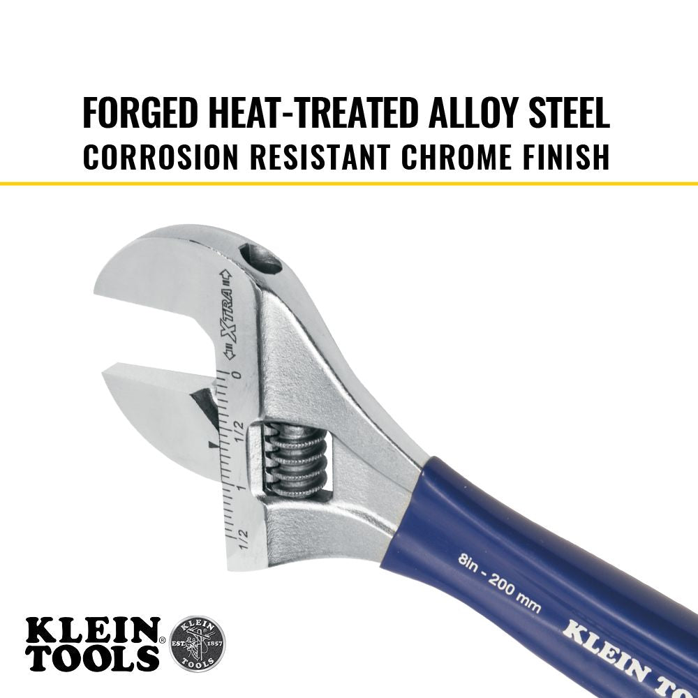 Klein Tools D509-8 Adjustable Wrench, Extra-Wide Jaw, 8-Inch - Edmondson Supply