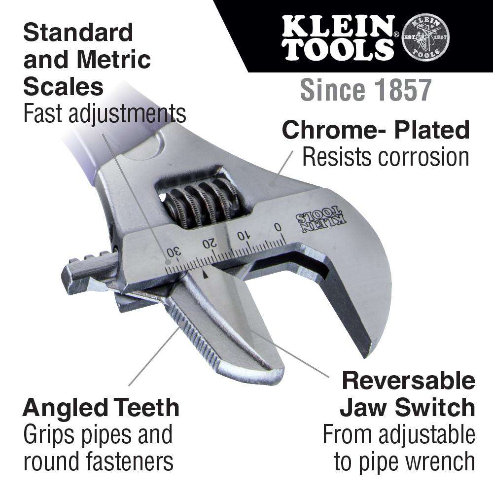 Klein Tools D86930 Reversible Jaw/Adjustable Pipe Wrench, 10-Inch - Edmondson Supply