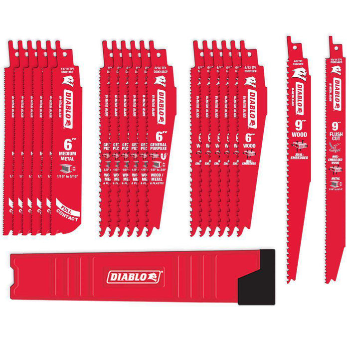 Diablo Tools DS0020SPC2 20 pc Nail‑Embedded Wood and Metal Demolition Reciprocating Blade Set (20-Piece) - Edmondson Supply
