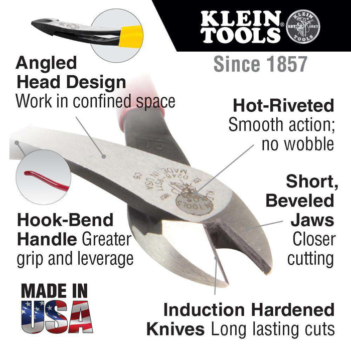 Klein Tools D248-9STT Ironworker's Diagonal-Cutting Pliers, Tether Ring, 8-Inch - Edmondson Supply