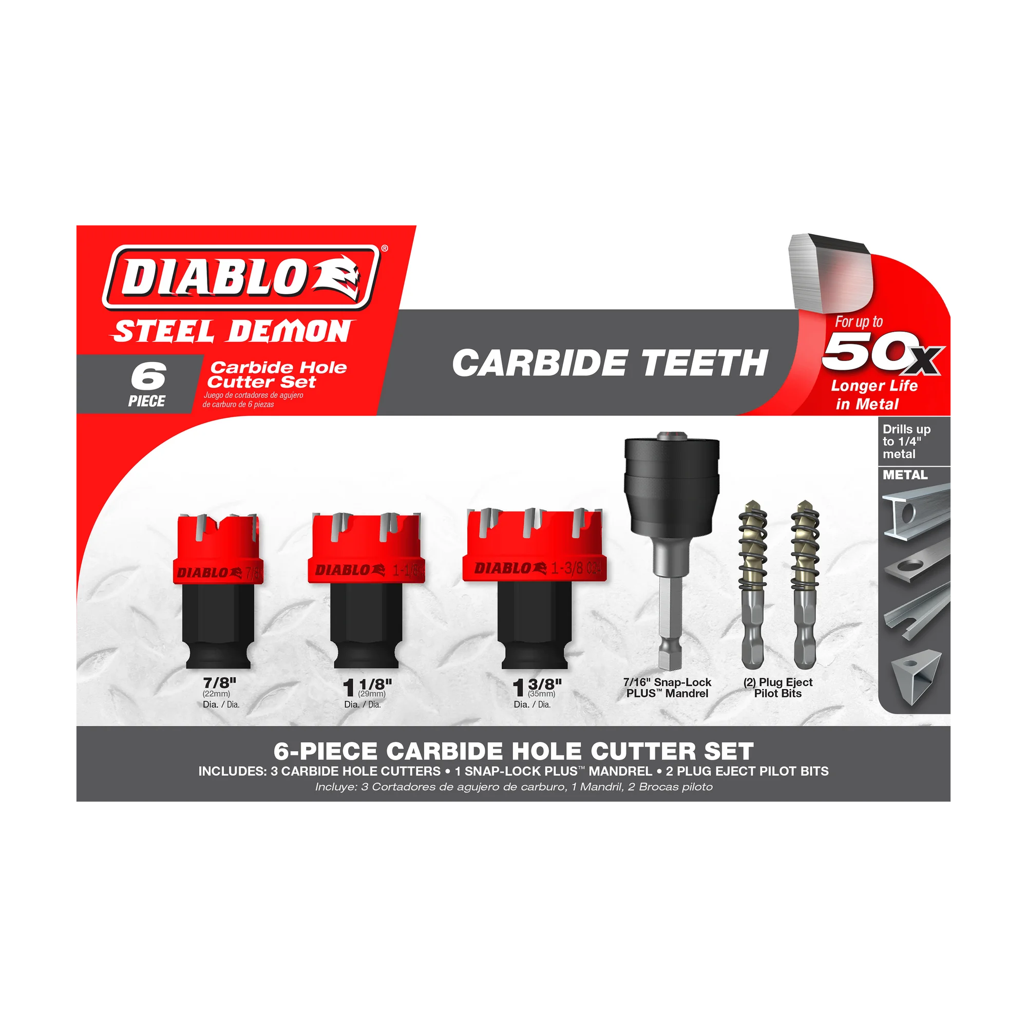 Diablo Tools DHS06CFS 6 pc Steel Demon™ Carbide Teeth Hole Cutter Set - Edmondson Supply