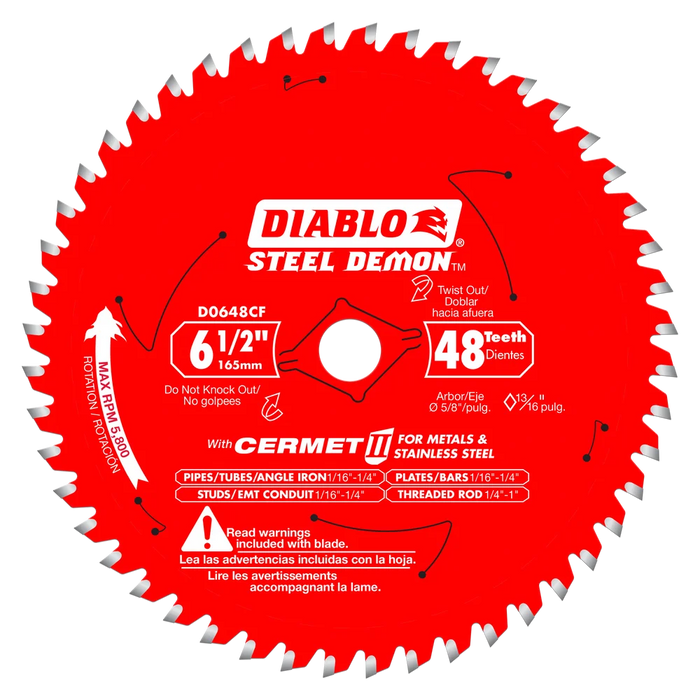 Diablo Tools D0648CFX 6-1/2 in. x 48 Tooth Cermet II Saw Blade for Metals and Stainless Steel