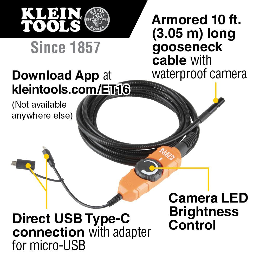 Klein Tools ET16 Borescope for Android® Devices - Edmondson Supply