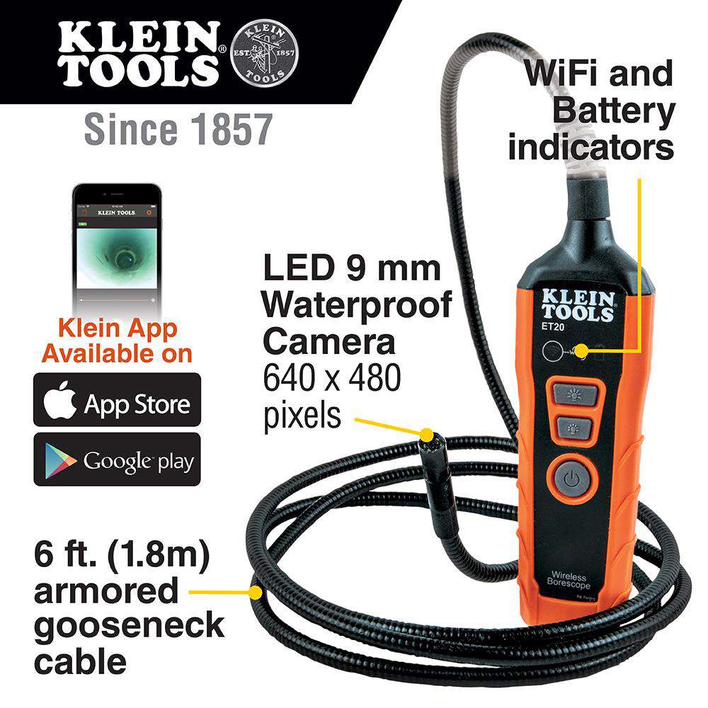 Klein Tools ET20 WiFi Borescope Inspection Camera - Edmondson Supply