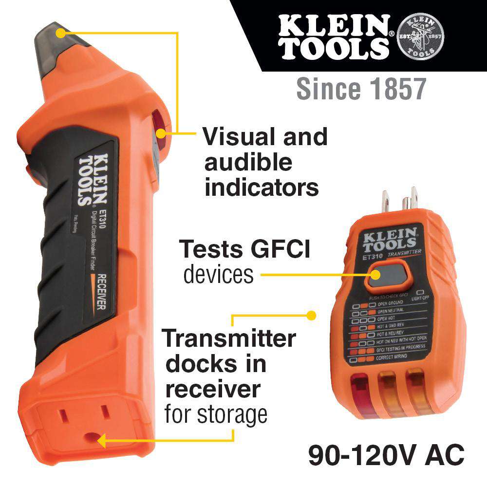 Klein Tools ET310 Digital Circuit Breaker Finder with GFCI Outlet Tester - Edmondson Supply