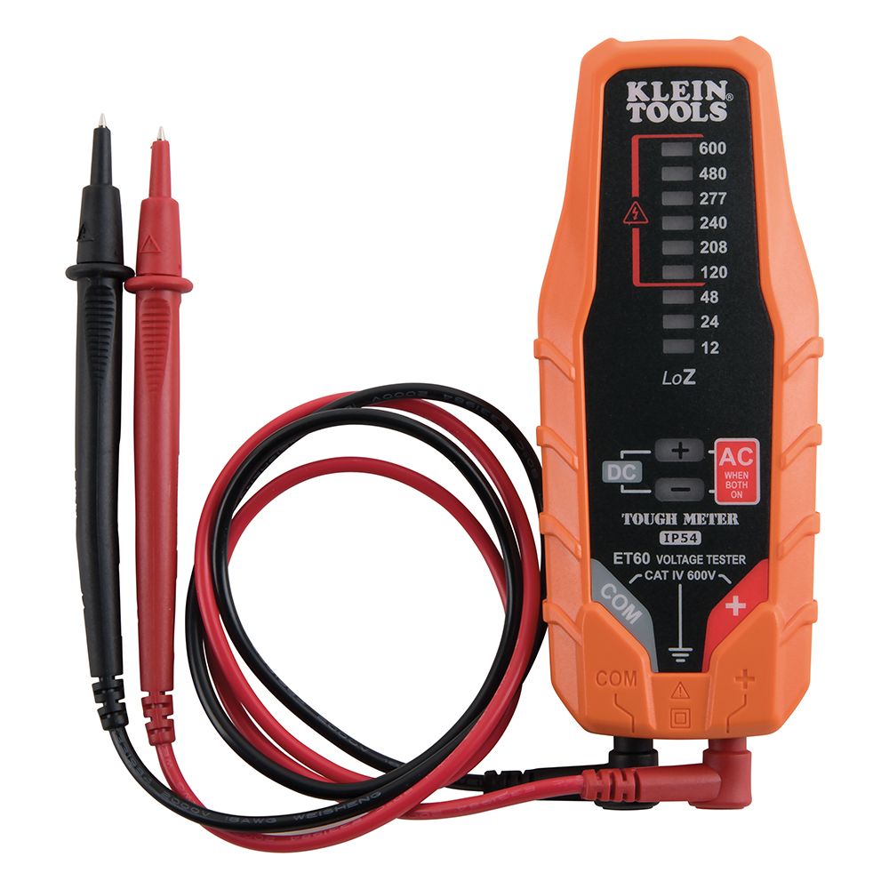 Klein Tools ET60 Electronic AC/DC Voltage Tester, 12 to 600V - Edmondson Supply