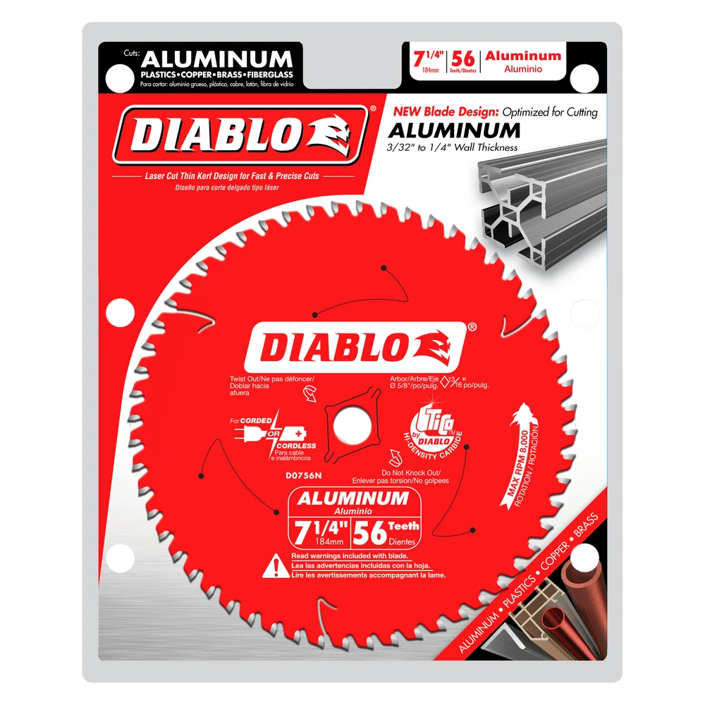 Diablo Tools D0756N 7-1/4 in. x 56 Tooth Thick Aluminum Cutting Saw Blade - Edmondson Supply