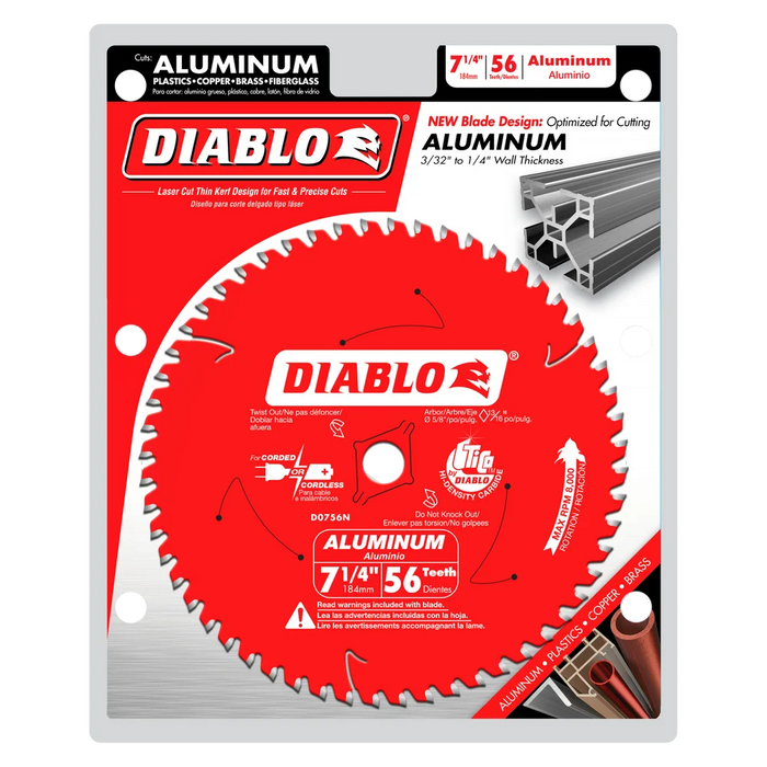 Diablo Tools D0756N 7-1/4 in. x 56 Tooth Thick Aluminum Cutting Saw Blade