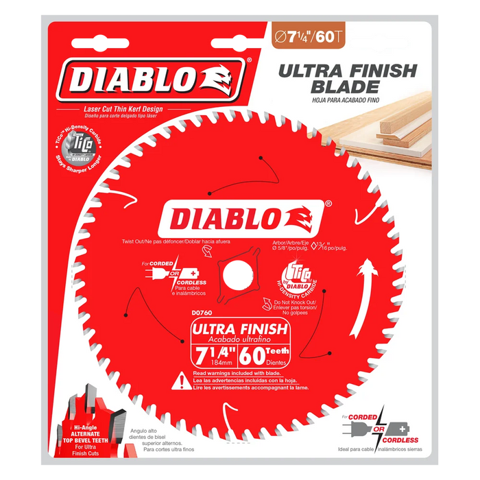 Diablo Tools D0760X 7-1/4 in. x 60 Tooth Ultra Finish Saw Blade