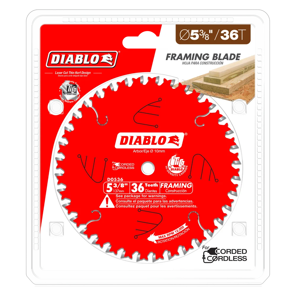 Diablo Tools D0536X 5-3/8 in. x 36 Tooth Finish Trim Saw Blade - Edmondson Supply