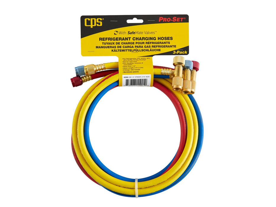 CPS Products HP5NG Premium Refrigerant Charging Hoses with SafeMate™ Valves