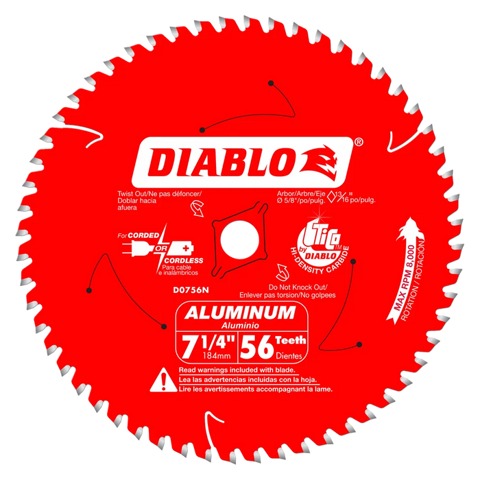 Diablo Tools D0756N 7-1/4 in. x 56 Tooth Thick Aluminum Cutting Saw Blade