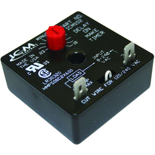 ICM Controls ICM102 Delay on Make Timer with .03-10 Minute Adjustable Time Delay, Universal 18-240 VAC - Edmondson Supply