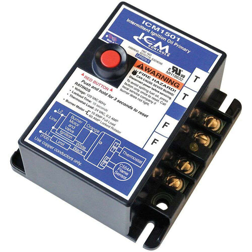 ICM Controls ICM1501 Intermittent Ignition Oil Burner Primary Control, 15-Second Safety Timing - Edmondson Supply
