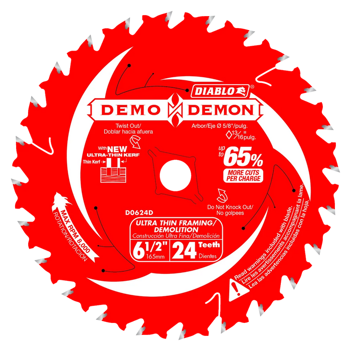 Diablo Tools D0624DA 6-1/2 in. 24-Tooth Ultra-Thin Framing/Demolition Saw Blade