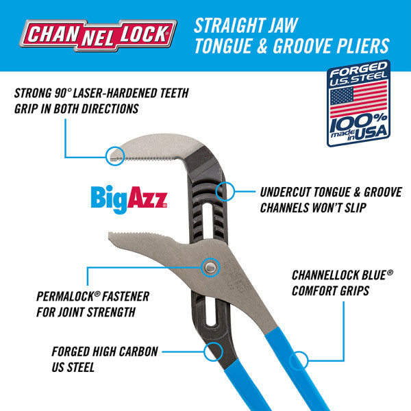 Channellock 480 20-Inch BIGAZZ® Straight Jaw Tongue & Groove Pliers - Edmondson Supply