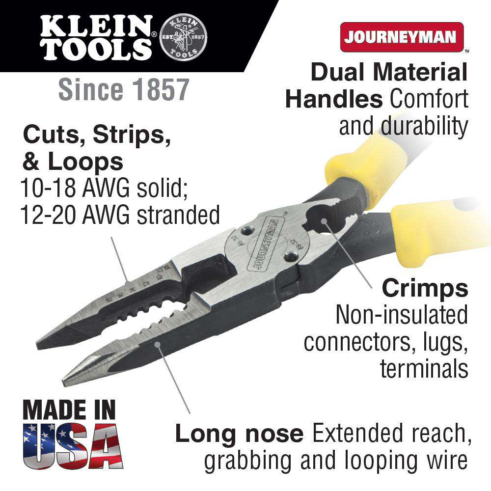 Klein Tools J207-8CR All-Purpose Pliers with Crimper - Edmondson Supply