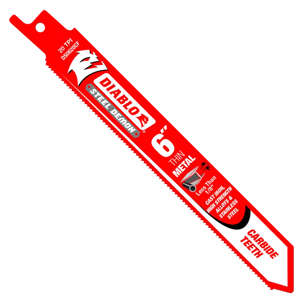 Diablo Tools DS0620CF 6 in. Steel Demon Carbide Recip Blades for Thin Metal (less than 1/8 in.) Cutting - Edmondson Supply