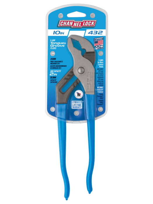 Channellock 432 10-Inch V-Jaw Tongue & Groove Pliers - Edmondson Supply