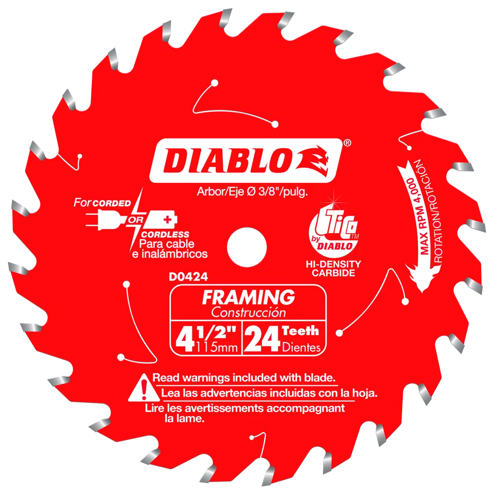 Diablo Tools D0424X 4-1/2 in. x 24 Tooth Framing Trim Saw Blade - Edmondson Supply