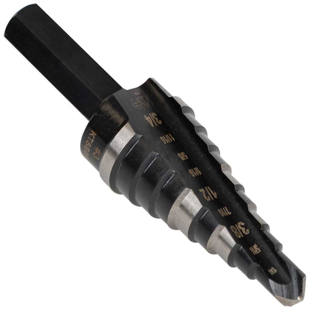 Klein Tools KTSB03 Step Drill Bit Double Fluted #3, 1/4 to 3/4-Inch - Edmondson Supply