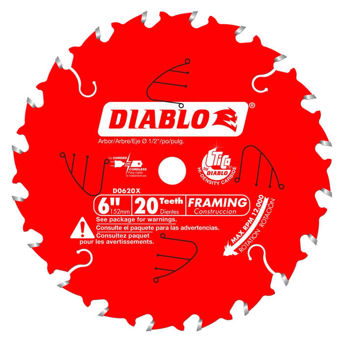 Diablo Tools D0620X 6 in. x 20 Tooth Framing Saw Blade for Porter Cable Saw Boss