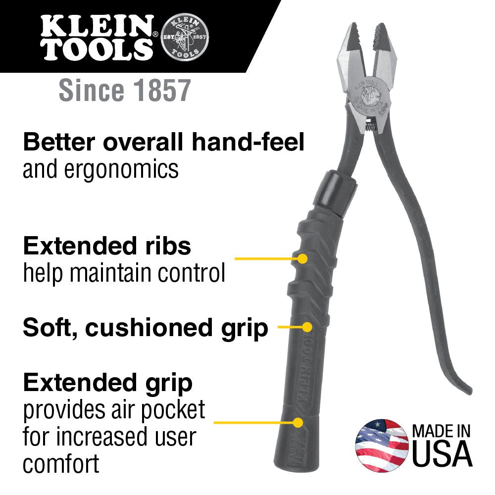 Klein Tools M2017CSTA Slim-Head Ironworker's Pliers Comfort Grip, Aggressive Knurl, 9-Inch - Edmondson Supply
