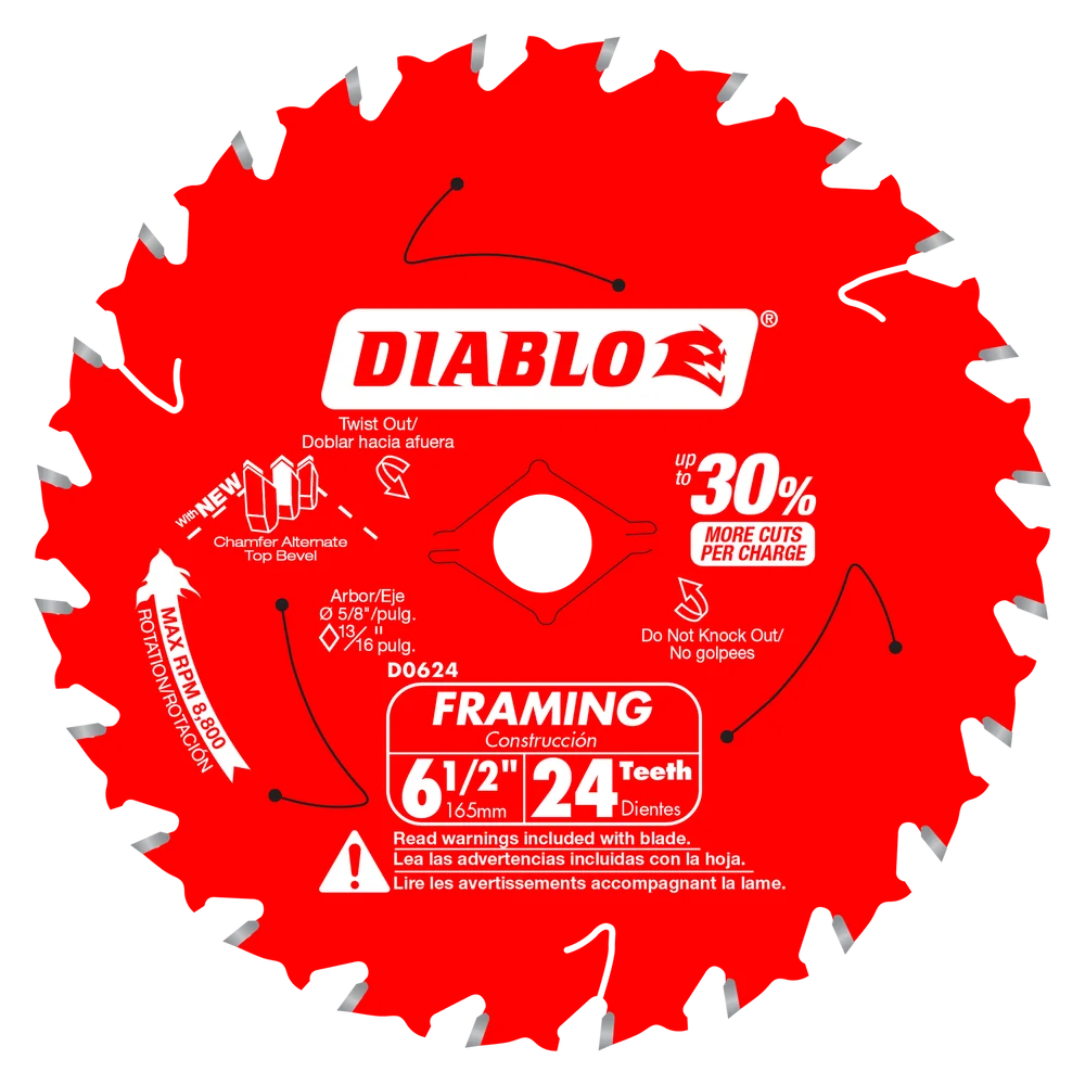 Diablo Tools D0624X 6-1/2" x 24-Teeth Framing Saw Blade for Wood - Edmondson Supply