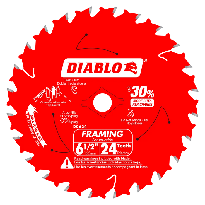 Diablo Tools D0624X 6-1/2 in. 24-Tooth Framing Saw Blade