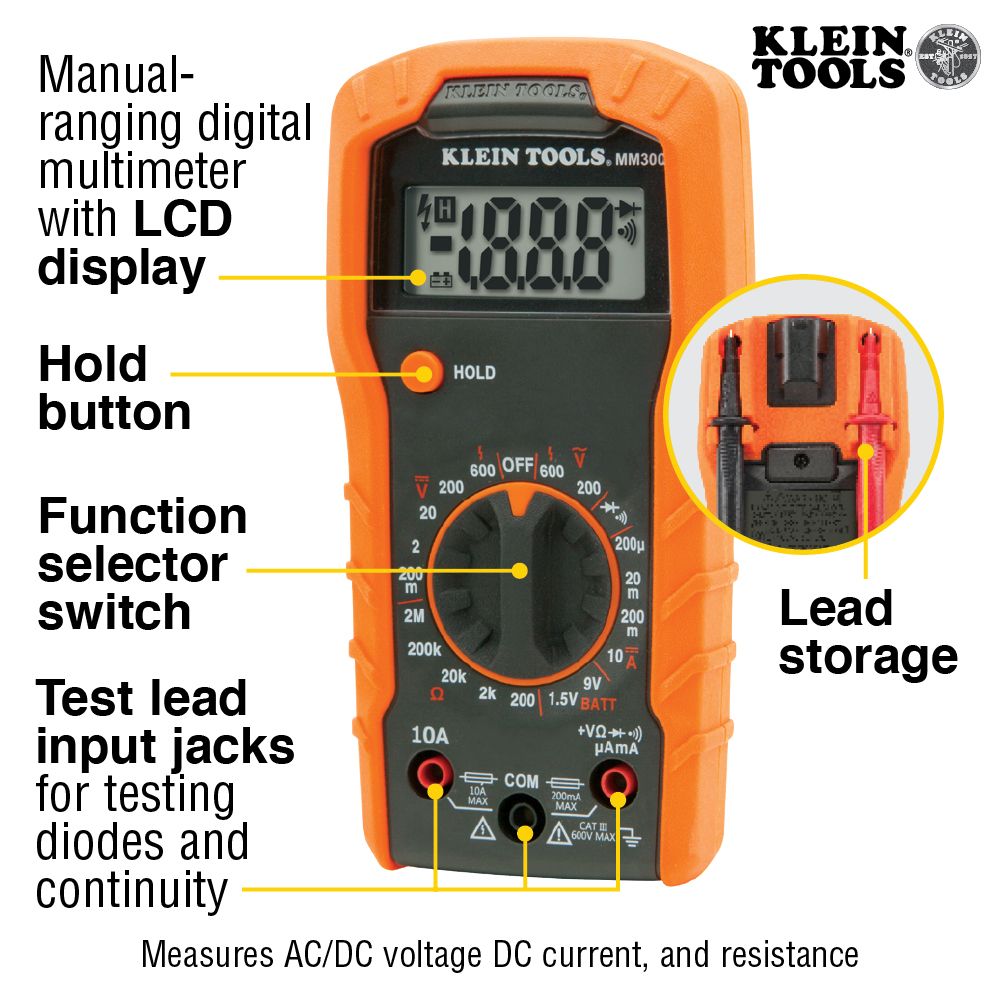 Klein Tools 69149P Test Kit with Multimeter, Non-Contact Volt Tester, Receptacle Tester - Edmondson Supply