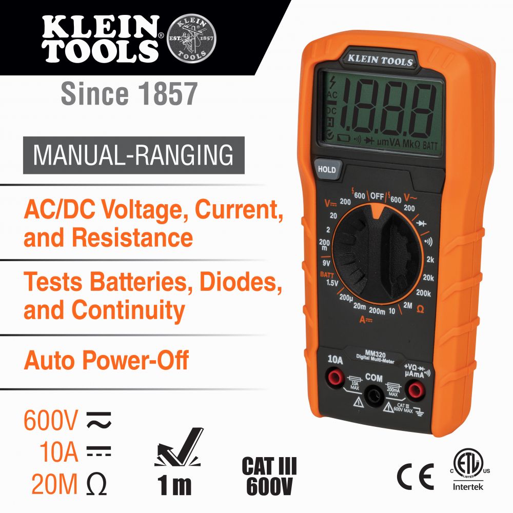 Klein Tools MM320KIT Digital Multimeter Electrical Test Kit - Edmondson Supply