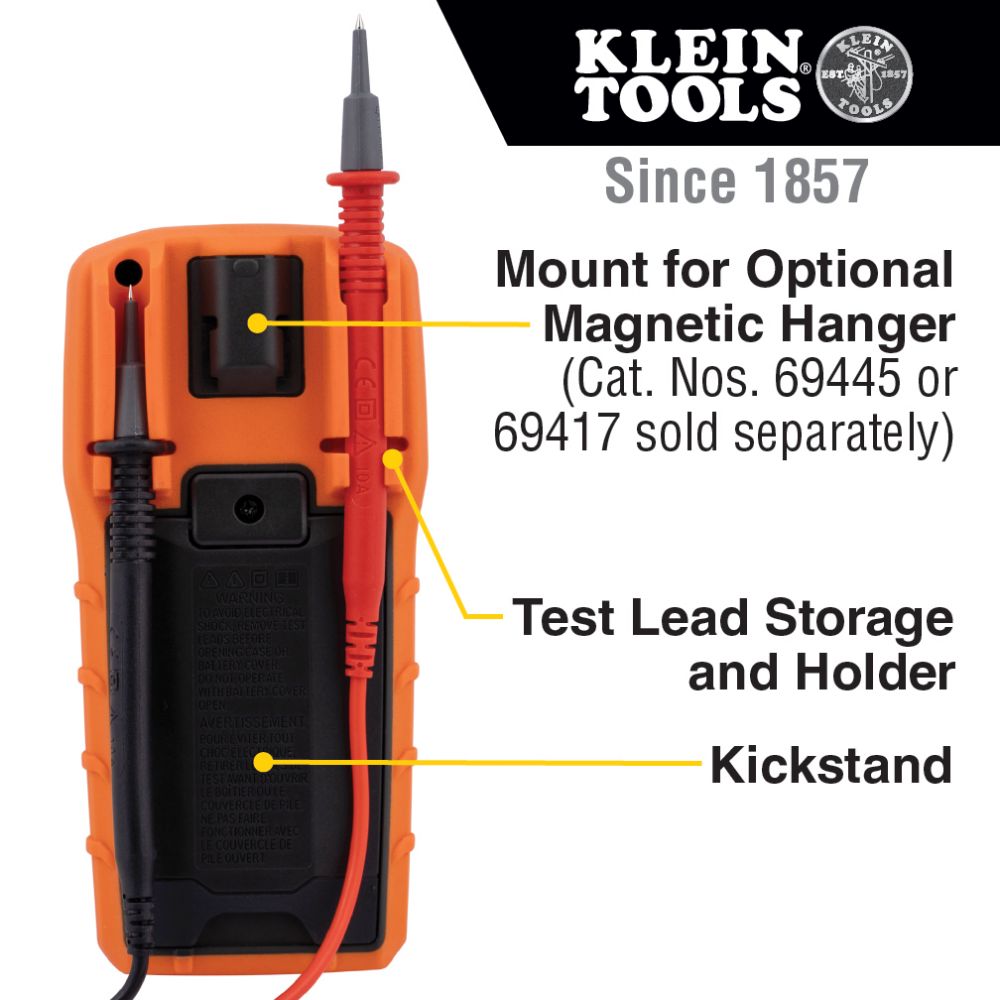 Klein Tools MM420 Digital Multimeter, TRMS Auto-Ranging, 600V, Temp - Edmondson Supply