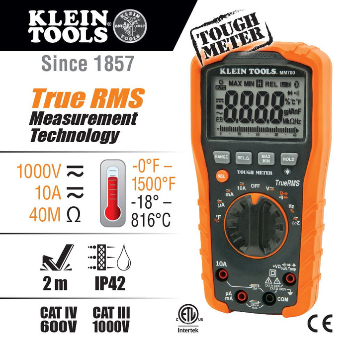 Klein Tools MM700 Digital Multimeter TRMS/Low Impedance, 1000V - Edmondson Supply