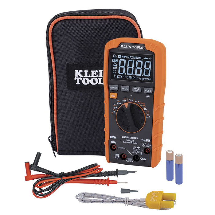 Klein Tools MM720 Digital Multimeter, TRMS Auto-Ranging, 1000V, Temp, Low Impedance