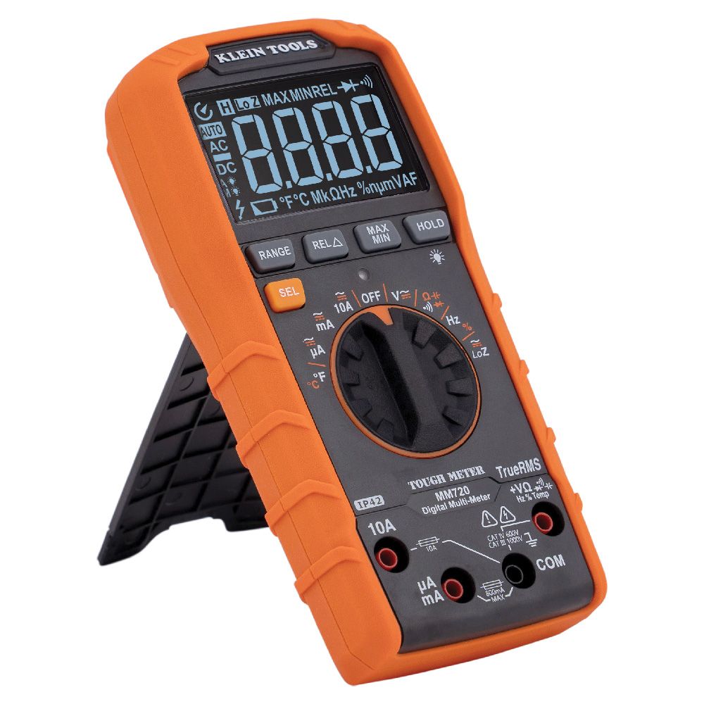 Klein Tools MM720 Digital Multimeter, TRMS Auto-Ranging, 1000V, Temp, Low Impedance - Edmondson Supply