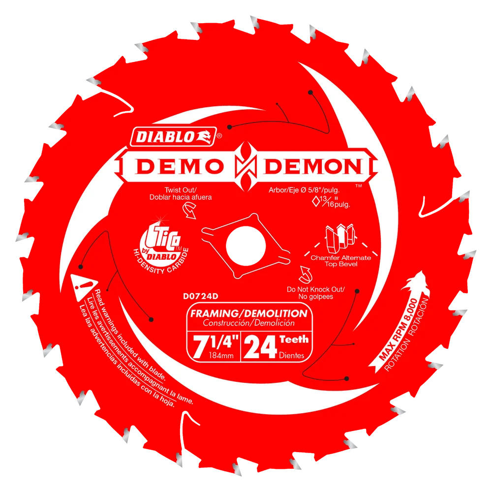 Diablo Tools D0724DA 7-1/4 in. 24-Tooth ™ Framing/Demolition Saw Blade - Edmondson Supply